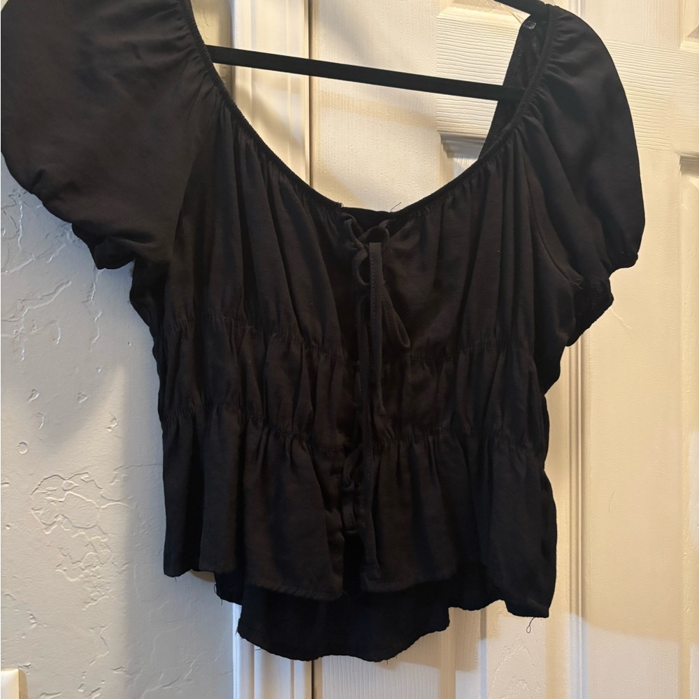 Iris Black Puff Sleeve Blouse